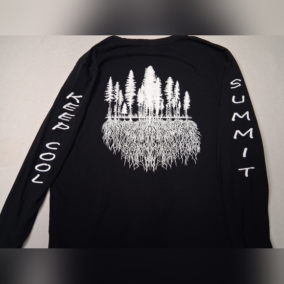 100% Cotton Black Long Sleeve Tee with Tree Graphic - Picture 3 of 5